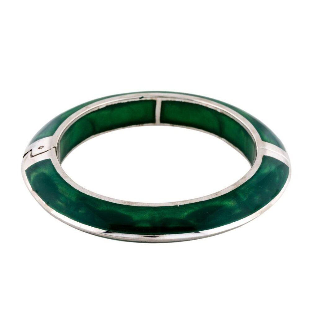MIRIAM SALAT STERLING SILVER RESIN HINGED BANGLE BRACELET